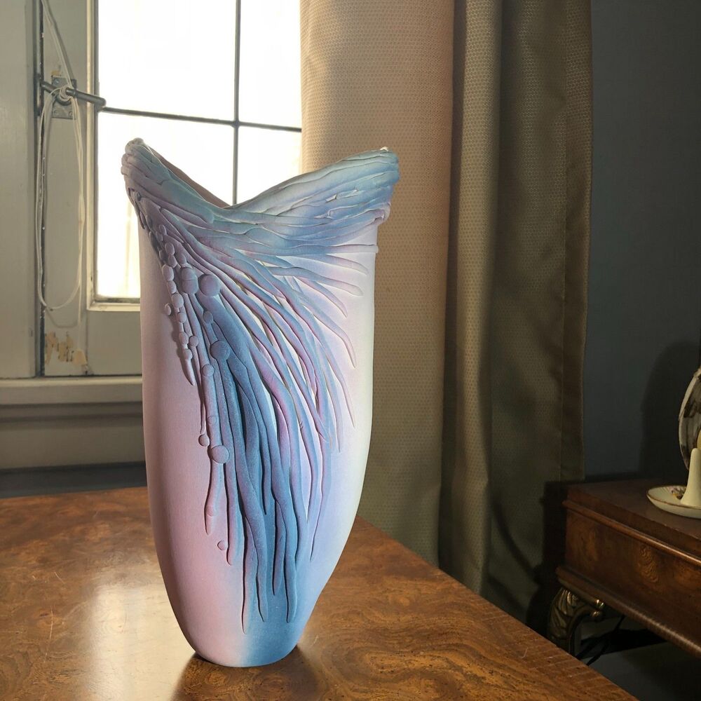 Vintage 80s/90s 13” Sculptural Vase - Handcrafted Pastel Abstract Pottery Unique - Picture 2 of 5